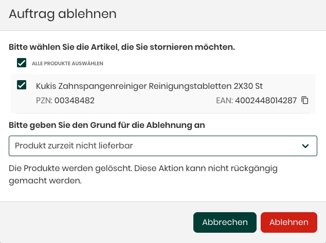 Partner Home Order Cancellation